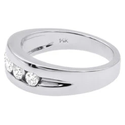 14K White Gold Men's Diamond Wedding Ring 0.40ct 6mm 13 14K White Gold Men's Diamond Wedding Ring 0.40ct 6mm -H'Hen Sale Store 14k gold mens diamond wedding ring 040ct p 27482 back white