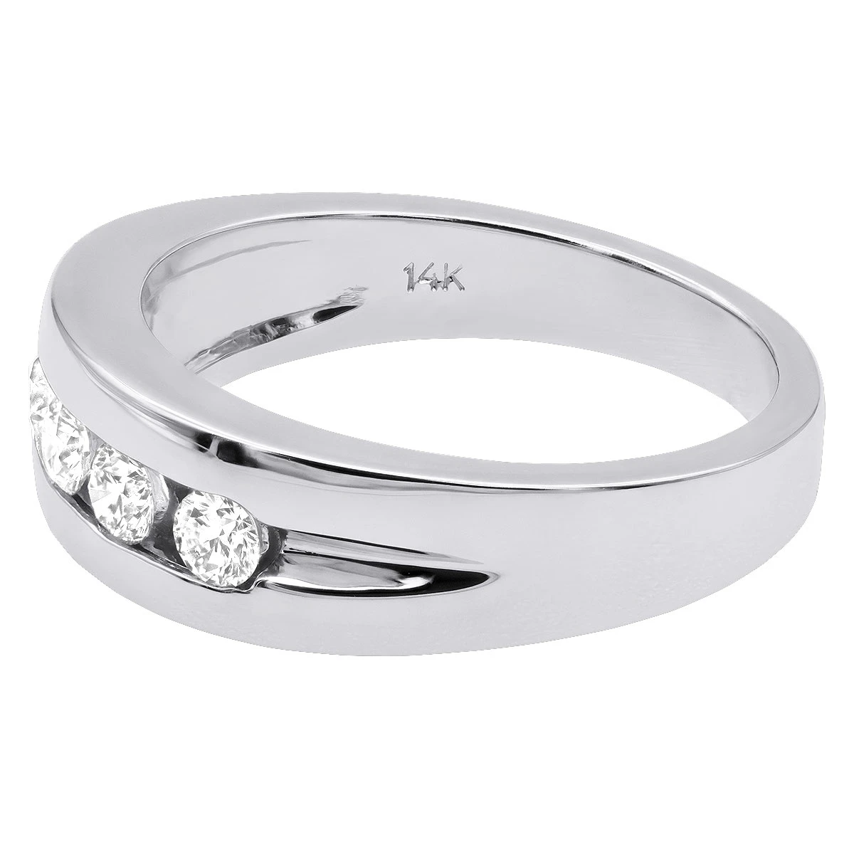 14K White Gold Men's Diamond Wedding Ring 0.40ct 6mm 6 14K White Gold Men's Diamond Wedding Ring 0.40ct 6mm - Image 4