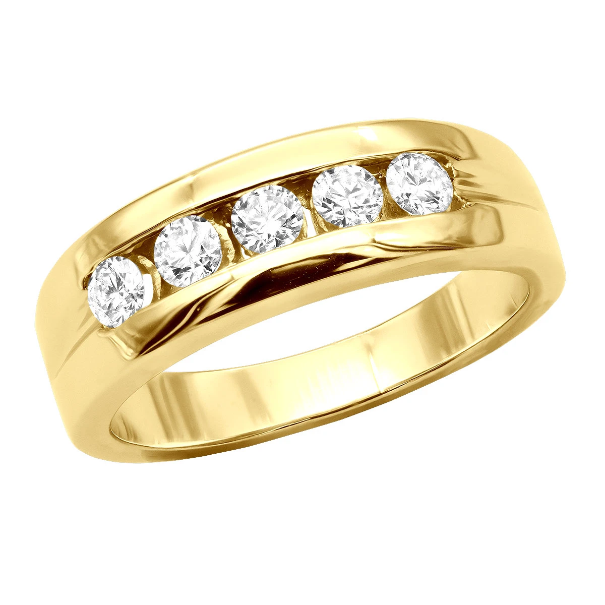 14K White Gold Men's Diamond Wedding Ring 0.40ct 6mm 4 14K White Gold Men's Diamond Wedding Ring 0.40ct 6mm - Image 2