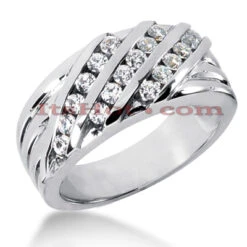 14K White Gold Men's Diamond Wedding Ring 0.72ct