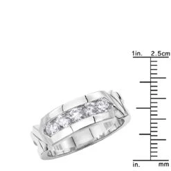 14K White Gold Men's Diamond Wedding Ring 0.75ct 9/32in. (7mm) -H'Hen Sale Store 14k gold mens diamond wedding ring 075ct p 27462 rulerwh