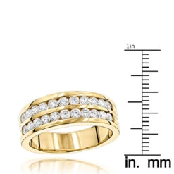 14K Yellow Gold Men's Diamond Wedding Ring W 1.5ct Of Round Diamonds By Luxurman -H'Hen Sale Store 14k gold mens diamond wedding ring 132ct p 25616 rulerye