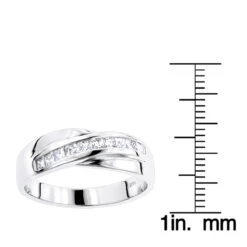 14K White Gold Men's Diamond Wedding Ring 1ct -H'Hen Sale Store 14k gold mens diamond wedding ring 1ct p 27492 rulerwh