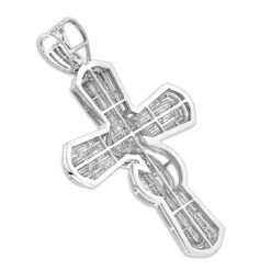 Hip Hop 14K White Gold Men's Large Diamond Cross Pendant 4ct -H'Hen Sale Store 14k gold mens large diamond cross pendant 475ct p 6591 backwh