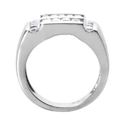14K White Gold Men's Princess & Baguette Diamonds Ring 1.85ct -H'Hen Sale Store 14k gold mens princess baguette diamonds ring 185ct p 27955 back white 20220426
