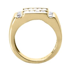 14K White Gold Men's Princess & Baguette Diamonds Ring 1.85ct -H'Hen Sale Store 14k gold mens princess baguette diamonds ring 185ct p 27955 back yellow 20220426