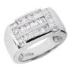 14K White Gold Men's Princess & Baguette Diamonds Ring 1.85ct