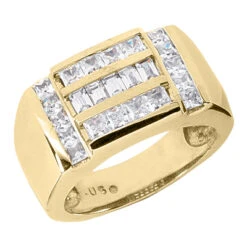14K White Gold Men's Princess & Baguette Diamonds Ring 1.85ct -H'Hen Sale Store 14k gold mens princess baguette diamonds ring 185ct p 27955 yellow 20220426