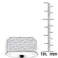 14K White Gold Men's Princess Cut Invisible Diamond Ring Unique Wedding Band 2ct 13 14K White Gold Men's Princess Cut Invisible Diamond Ring Unique Wedding Band 2ct -H'Hen Sale Store 14k gold mens princess cut invisible diamond ring 372 p 6666 ruler