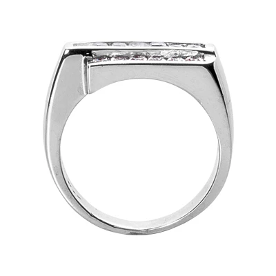 14K White Gold Men's Round & Baguette Diamonds Ring 0.97ct 5 14K White Gold Men's Round & Baguette Diamonds Ring 0.97ct - Image 3