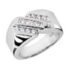14K White Gold Men's Round & Princess Diamonds Ring 0.49ct