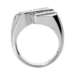 14K White Gold Men's Round & Princess Diamonds Ring 0.91ct -H'Hen Sale Store 14k gold mens round princess diamonds ring 091ct p 27888 back white 20220426