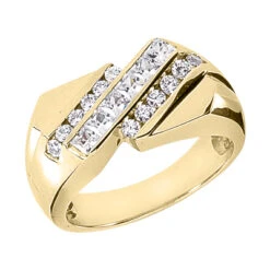 14K White Gold Men's Round & Princess Diamonds Ring 0.91ct -H'Hen Sale Store 14k gold mens round princess diamonds ring 091ct p 27888 yellow 20220426