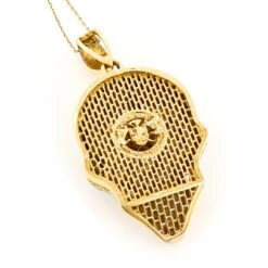 14K Yellow Gold Men's White Black Diamond Skull Pendant 9.17ct -H'Hen Sale Store 14k gold mens white black diamond skull pendant 917ct p 191 backye