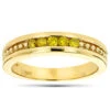 14K Yellow Gold Men's Women's Yellow Diamond Wedding Band 5 Stone Anniversary Ring -H'Hen Sale Store 14k gold mens womens yellow diamond wedding band 5 stone anniversary ring mainye