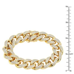 14K Yellow Gold Miami Cuban Link Chain Diamond Bracelet For Men 11.05ct -H'Hen Sale Store 14k gold miami cuban link chain diamond bracelet for men 1105ct rulerye