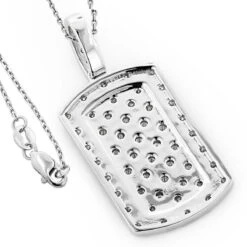 Luxurman 14K White Gold Mini Diamond Dog Tag Pendant W VS Diamonds 0.7ct 10 Luxurman 14K White Gold Mini Diamond Dog Tag Pendant W VS Diamonds 0.7ct -H'Hen Sale Store 14k gold mini diamond dog tag pendant w vs diamonds 07ct backwh