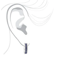 14K White Gold Natural Blue Sapphire And Diamond Huggie Earrings For Women 1ct -H'Hen Sale Store 14k gold natural blue sapphire and diamond huggie earrings for women 085ct bodwh