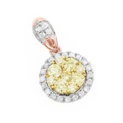 14K White Gold Natural Yellow Diamonds Ladies Circle Pendant 1 Carat -H'Hen Sale Store 14k gold natural yellow diamonds ladies circle pendant 1 carat ro