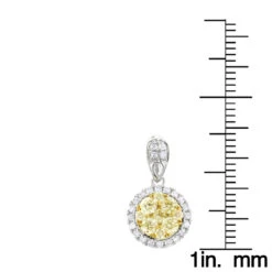 14K White Gold Natural Yellow Diamonds Ladies Circle Pendant 1 Carat -H'Hen Sale Store 14k gold natural yellow diamonds ladies circle pendant 1 carat rulerwh