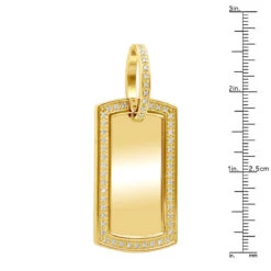 Customizable 14K Yellow Gold Oversized Diamond Dog Tag Pendant For Men 1 Carat -H'Hen Sale Store 14k gold oversized diamond dog tag pendant 1 carat p 5827 rulerye