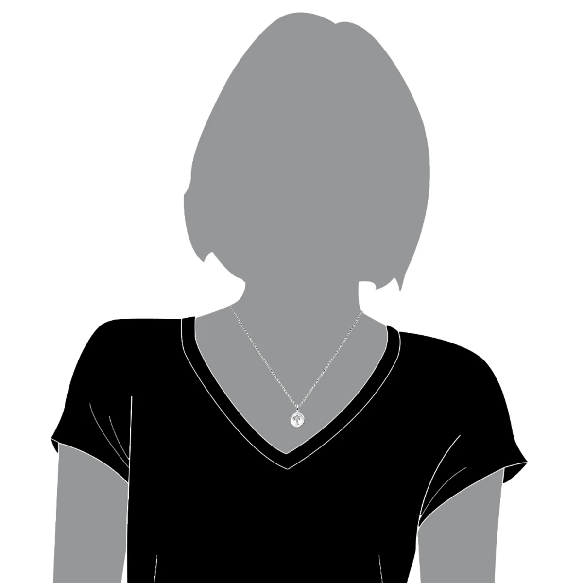 14K White Gold Palm Tree Circle Diamond Pendant 0.1ct Small Charm 8 14K White Gold Palm Tree Circle Diamond Pendant 0.1ct Small Charm - Image 6