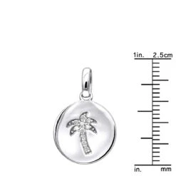 14K White Gold Palm Tree Circle Diamond Pendant 0.1ct Small Charm 12 14K White Gold Palm Tree Circle Diamond Pendant 0.1ct Small Charm -H'Hen Sale Store 14k gold palm tree circle diamond pendant 010ct p 35181 rulerwh