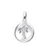 14K White Gold Palm Tree Circle Diamond Pendant 0.1ct Small Charm