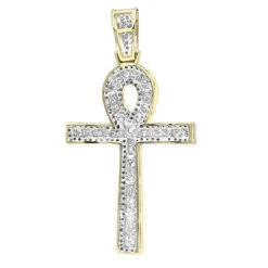 14K Yellow Gold Pave Ankh Diamond Cross Pendant For Men Egyptian Symbol Of Life -H'Hen Sale Store 14k gold pave ankh diamond cross pendant for men egyptian symbol of life backye