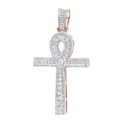 14K Yellow Gold Pave Ankh Diamond Cross Pendant For Men Egyptian Symbol Of Life -H'Hen Sale Store 14k gold pave ankh diamond cross pendant for men egyptian symbol of life ro