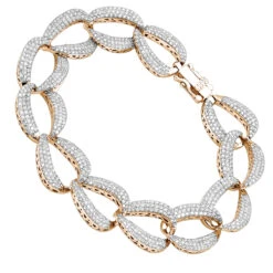 14K White Gold Pave Diamond Chain Link Bracelet For Women 3.75ct By Luxurman -H'Hen Sale Store 14k gold pave diamond chain link bracelet for women 375ct by luxurman ro