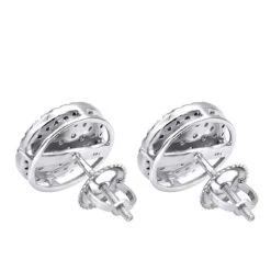 14K White Gold Pave Diamond Earrings For Men & Women 3/4ct Studs Real Diamonds -H'Hen Sale Store 14k gold pave diamond earrings for men women 34ct studs real diamonds backwh