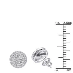 14K White Gold Pave Diamond Earrings For Men & Women 3/4ct Studs Real Diamonds -H'Hen Sale Store 14k gold pave diamond earrings for men women 34ct studs real diamonds rulerwh