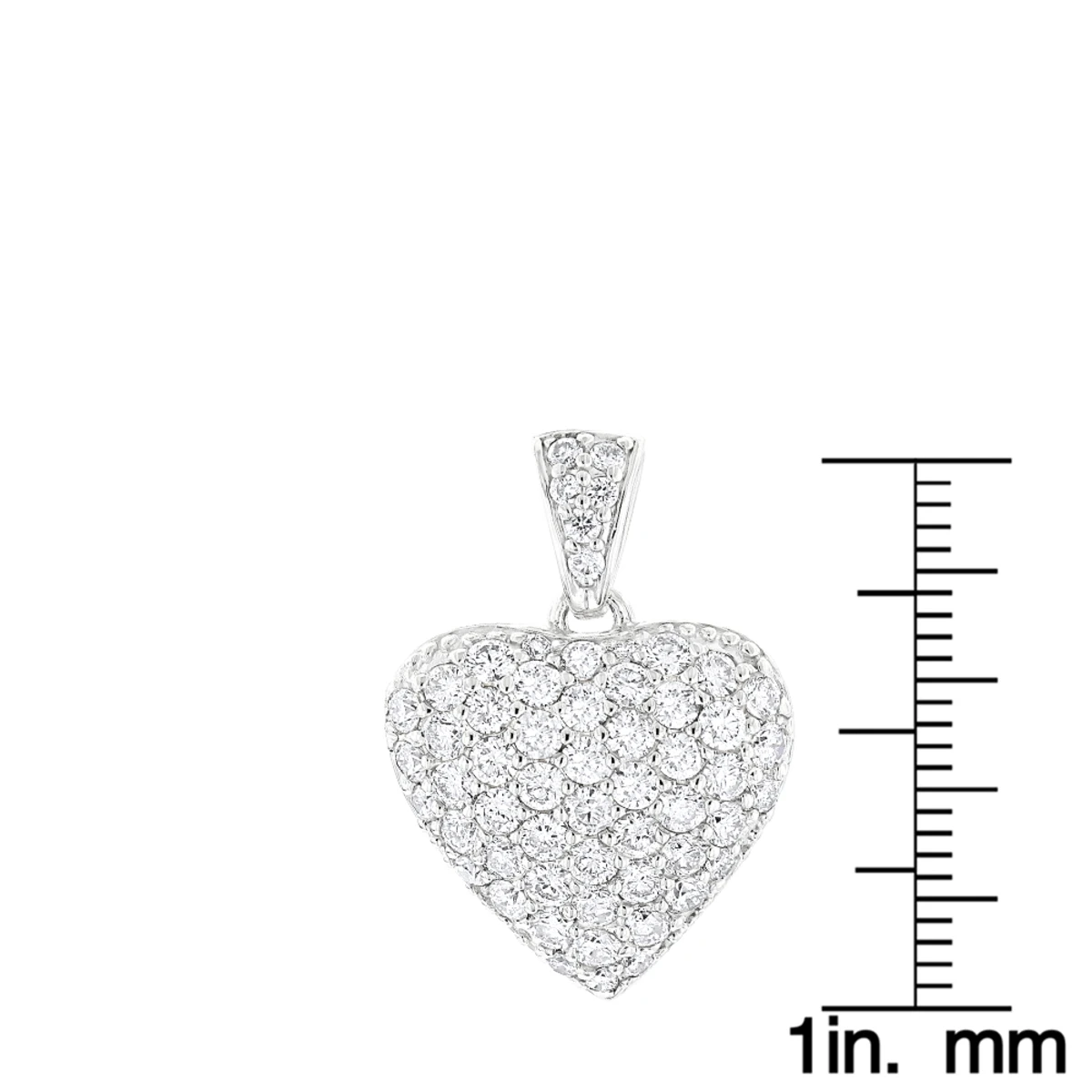 14K White Gold Pave Diamond Heart Pendant 2ct 8 14K White Gold Pave Diamond Heart Pendant 2ct - Image 6