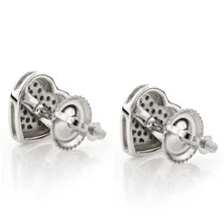 14K White Gold Pave Heart Diamond Stud Earrings 0.33ct 10 14K White Gold Pave Heart Diamond Stud Earrings 0.33ct -H'Hen Sale Store 14k gold pave heart diamond stud earrings 033ct p 5810 backwh