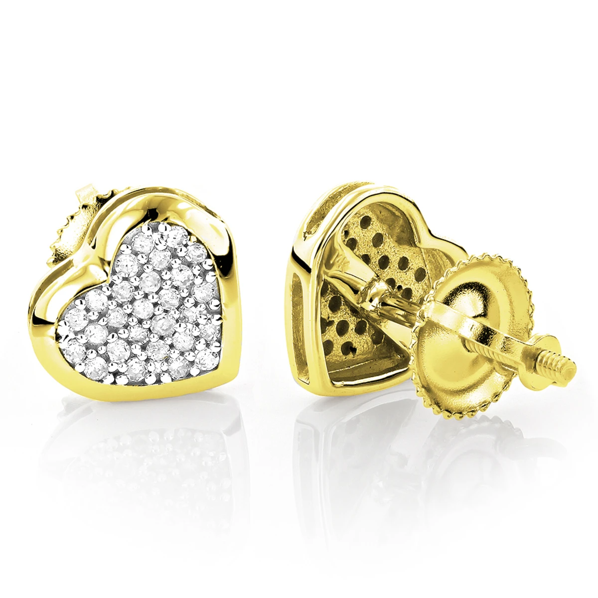 14K White Gold Pave Heart Diamond Stud Earrings 0.33ct 4 14K White Gold Pave Heart Diamond Stud Earrings 0.33ct - Image 2