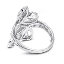 14K White Gold Pear Round Diamond Floral Cocktail Ring For Women By Luxurman -H'Hen Sale Store 14k gold pear round diamond floral cocktail ring for women by luxurman backwh