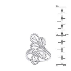 14K White Gold Pear Round Diamond Floral Cocktail Ring For Women By Luxurman -H'Hen Sale Store 14k gold pear round diamond floral cocktail ring for women by luxurman rulerwh