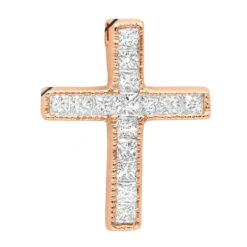 14K White Gold Princess Cut Diamond Cross Necklace 0.7ct -H'Hen Sale Store 14k gold princess cut diamond cross necklace 060ct p 26539 ro