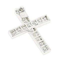 14K White Gold Princess Cut Diamond Cross Necklace 2.55ct -H'Hen Sale Store 14k gold princess cut diamond cross necklace 255ct p 26540 backwh
