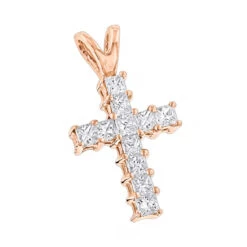 14K Yellow Gold Princess Cut Diamond Cross Pendant 0.55ct -H'Hen Sale Store 14k gold princess cut diamond cross pendant 055ct p 26517 ro