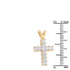 14K Yellow Gold Princess Cut Diamond Cross Pendant 0.55ct -H'Hen Sale Store 14k gold princess cut diamond cross pendant 055ct p 26517 rulerye