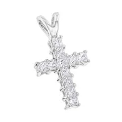 14K Yellow Gold Princess Cut Diamond Cross Pendant 0.55ct -H'Hen Sale Store 14k gold princess cut diamond cross pendant 055ct p 26517 wh