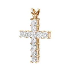 14K White Gold Princess Cut Diamond Cross Pendant 2.20ct -H'Hen Sale Store 14k gold princess cut diamond cross pendant 220ct p 26518 ro