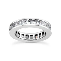 Thin 14K White Gold Princess Cut Diamond Eternity Ring 3.57ct