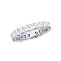 14K White Gold Princess Cut Diamond Eternity Ring 3.74ct 4.4mm