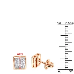 14K White Gold Princess Cut Diamond Stud Earrings 0.54ct -H'Hen Sale Store 14k gold princess cut diamond stud earrings 054ct p 158 rulerro