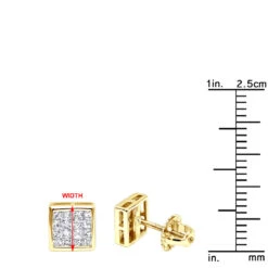 14K White Gold Princess Cut Diamond Stud Earrings 0.54ct -H'Hen Sale Store 14k gold princess cut diamond stud earrings 054ct p 158 rulerye