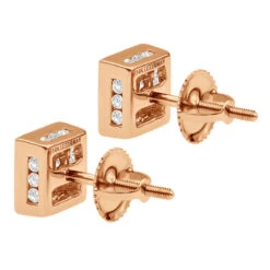 14K White Gold Princess Cut Diamond Stud Earrings For Men & Women 1 Carat -H'Hen Sale Store 14k gold princess cut diamond stud earrings 092ct p 5681 back rose