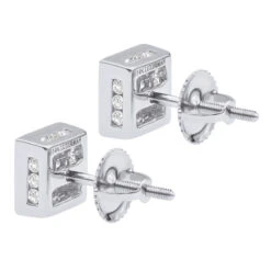 14K White Gold Princess Cut Diamond Stud Earrings For Men & Women 1 Carat -H'Hen Sale Store 14k gold princess cut diamond stud earrings 092ct p 5681 back white